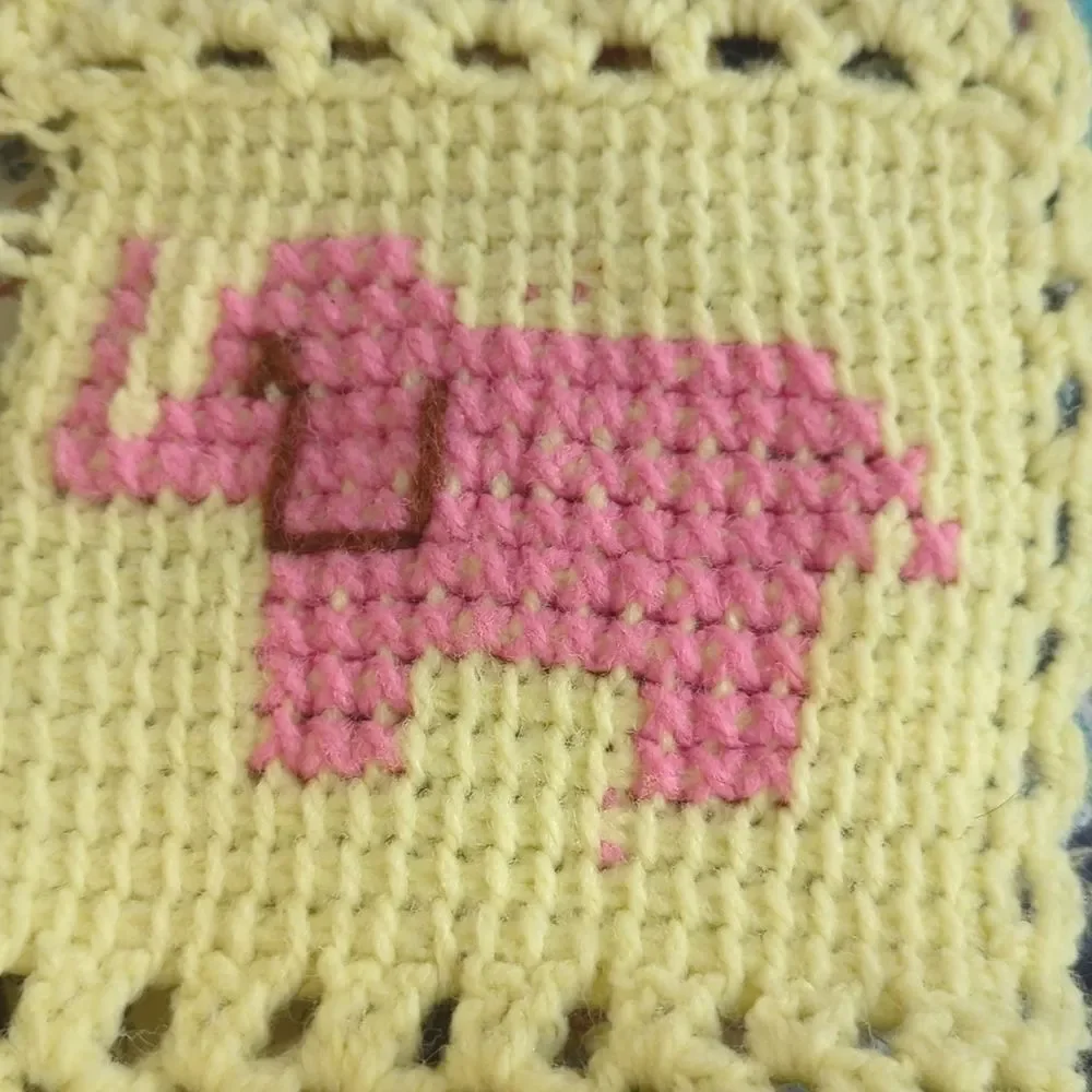 Vintage granny square‎ kids handknitted blanket